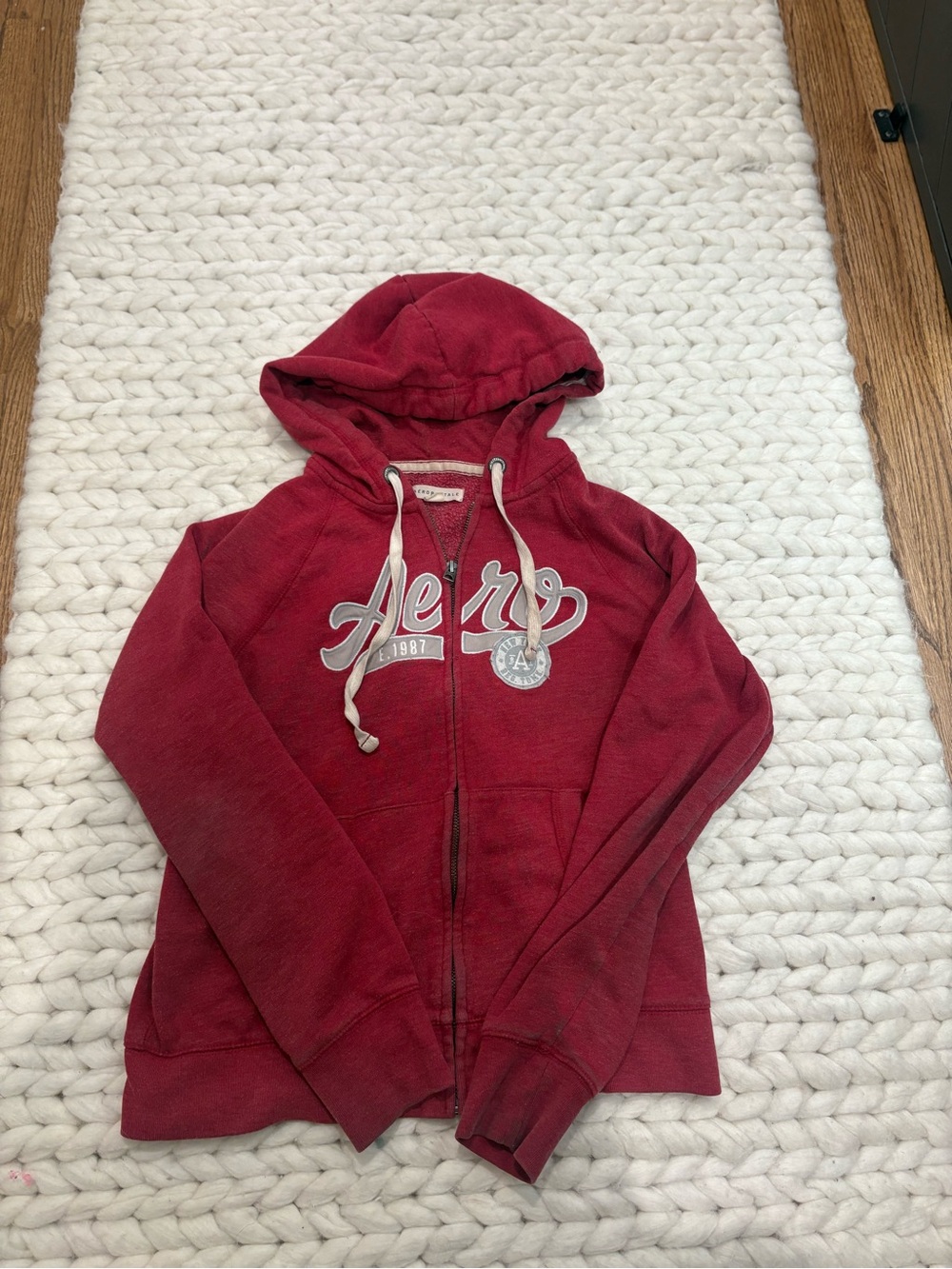 vintage y2k Aeropostale Red Zip-Up Hoodie